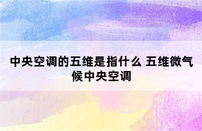 中央空调的五维是指什么 五维微气候中央空调